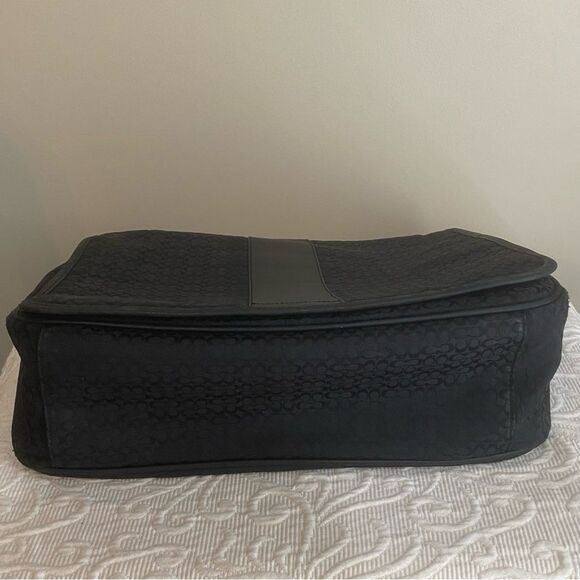 Coach Signature Hudson Commuter Laptop Messenger Bag Black Leather Luggage Tags - Picture 10 of 15